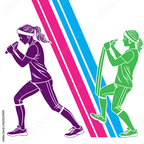 Women exercising with resistance bands exercise fitness
