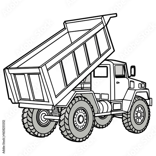 Heavy duty dump truck tilting load tilting bed construction vehicle