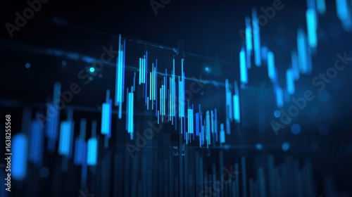 Abstract financial chart showcasing market trends with blue color scheme for technology and finance themes.