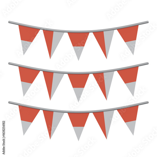 3d flag ornament of indonesian flag in red and white color