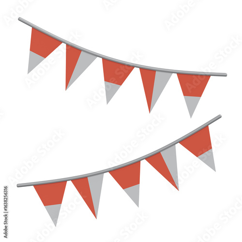 3d flag ornament of indonesian flag in red and white color
