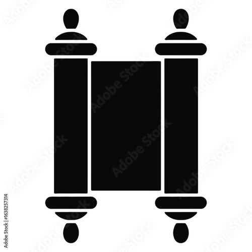 Black scroll with rounded ends and decorative finials document paper