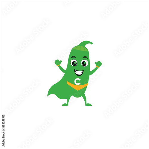 Cartoon superhero jalapeno pepper character isolated on white background isolated on transparent background