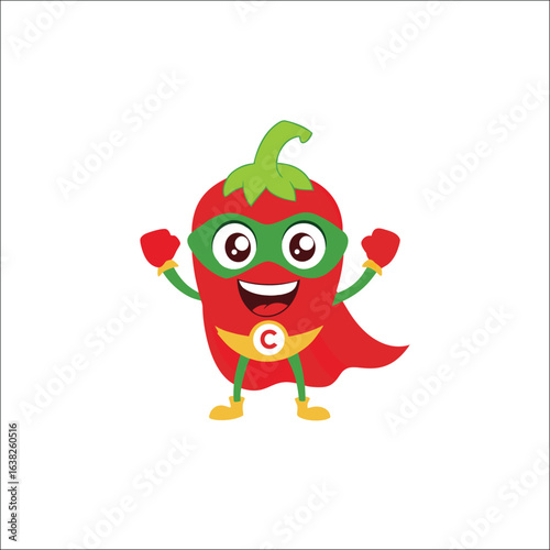 Superhero capsicum pepper character isolated on white background isolated on transparent background