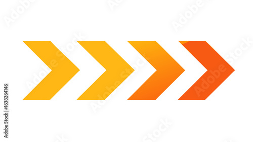 Orange yellow arrows direction next forward right sign symbol pointer navigation indicator color design icon 100