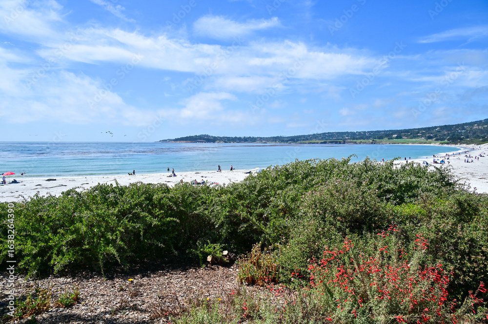 Naklejka premium Wide angle view of a Beautiful candid beach landscape scenes