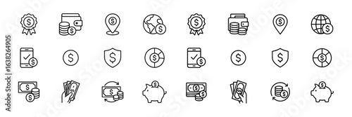 set of classic of economy and bankruptcy icon