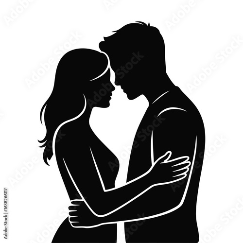 Couple embracing tenderly with heads touching embrace love