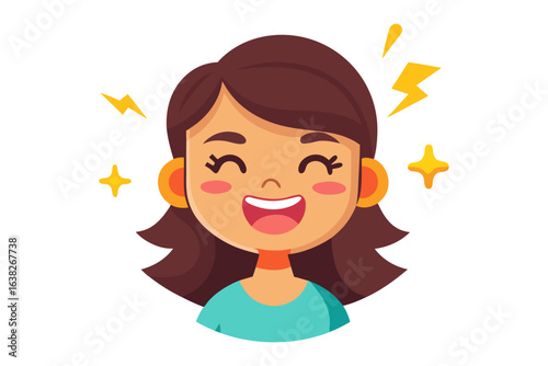 Joyful Radiance: Capturing the exuberance of a happy woman through a vibrant illustration, showcasing positivity, energy, and delight.
