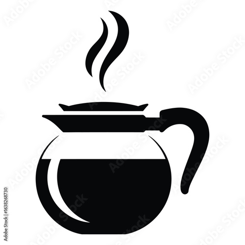 Hot coffee pot with steam drink beverage