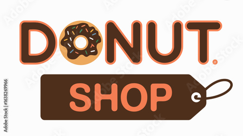 Donut shop logo design with sprinkles and tag food