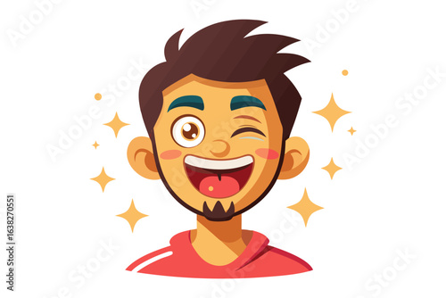 Winking with Joy: An animated individual winks with cheerful delight. This vibrant artwork evokes the simple joys of life, radiating optimism and warmth.