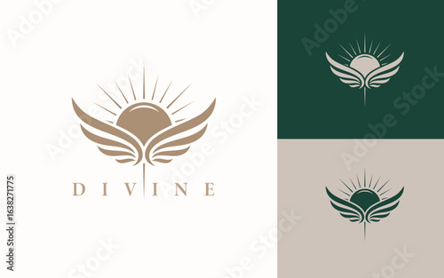 elegant divine logo design with wing and cross
