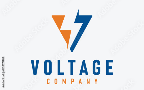 Initial V for Voltage Electric Bolt Storm Flash logo design inspiration
