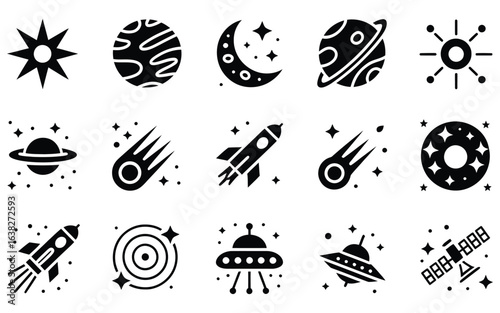 Space celestial bodies and vehicles collection vector