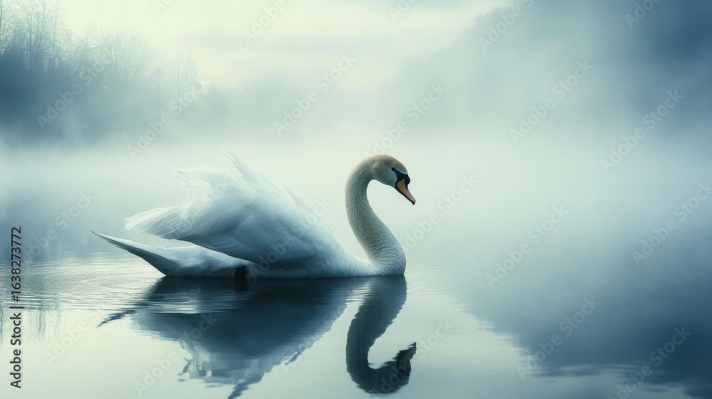 Fototapeta premium Swans are a type of animal that has a high level of curiosity.