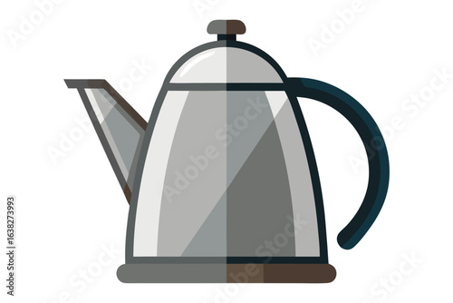 Vintage Kettle Illustration: A meticulously crafted illustration of a classic steel kettle, perfect for any design project.