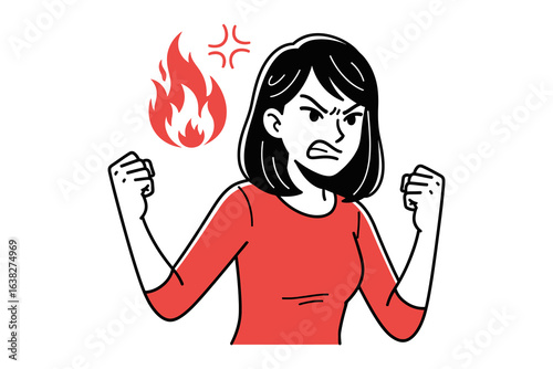 Fuming Fury: A person's expression of frustration and fury, conveyed by expressive illustration