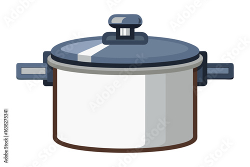A Clean Cookware: A meticulously rendered illustration of a gleaming stainless-steel cooking pot, ideal for various culinary endeavors, emphasizing simplicity and the joy of home cooking.