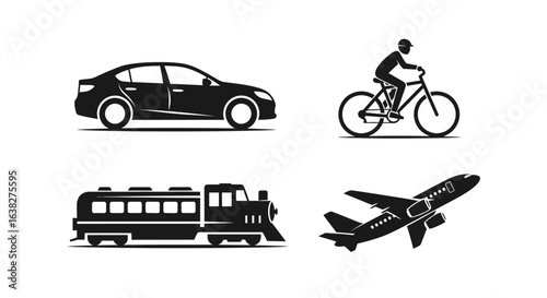 Wallpaper Mural Transportation Icons Car Bike Train Plane. Torontodigital.ca