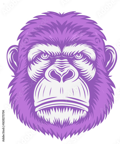 Purple powerful gorilla head illustration wild animal primate mascot