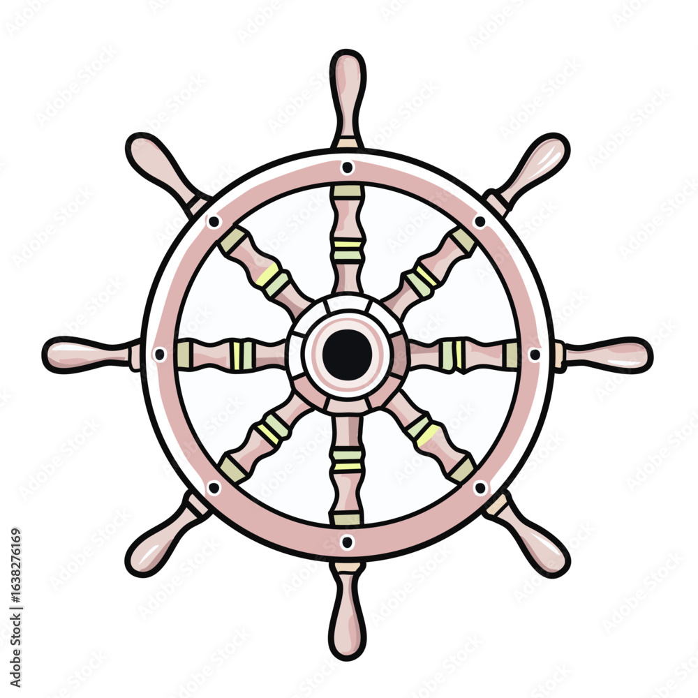 Obraz premium ship steering wheel vector illustration