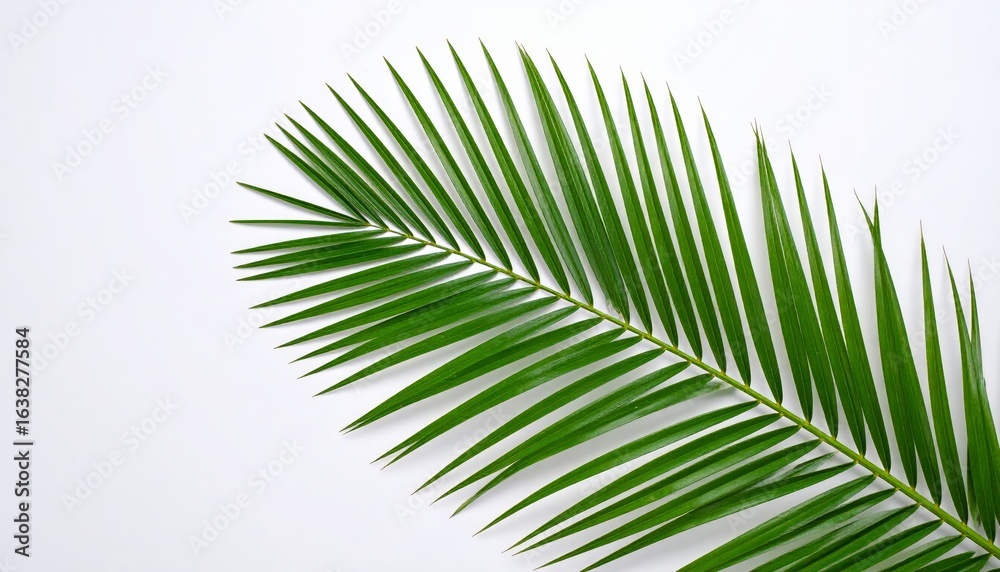 Obraz premium Green Palm Leaf on White Background