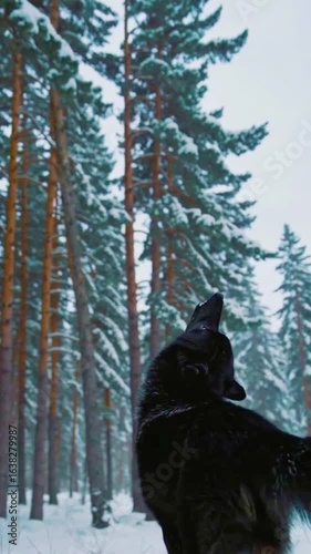 black wolf howling at the moon