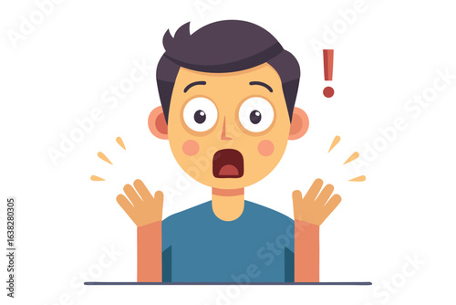 Astonishment Expressed: A cartoon illustration perfectly encapsulates a moment of shock and surprise, with a wide-eyed expression and open mouth, radiating emotion.