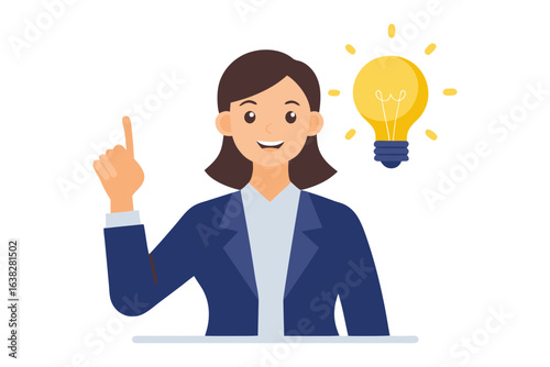 Illumination of Insight: An animated female figure experiences a moment of intellectual breakthrough, an animated concept illustrating the power of new ideas. 