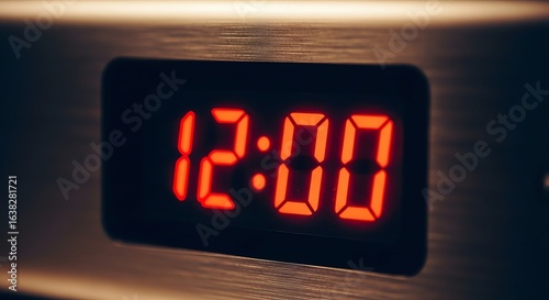 Digital Alarm Clock Showing Time 12:00
