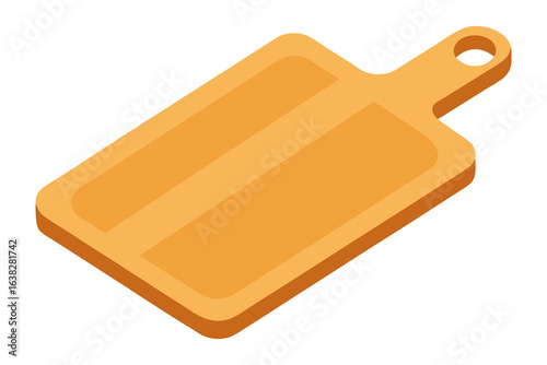 Wooden Cutting Board Isolated: A minimalist representation of an essential kitchen tool. Its simple design highlights the functionality of a chopping board. 