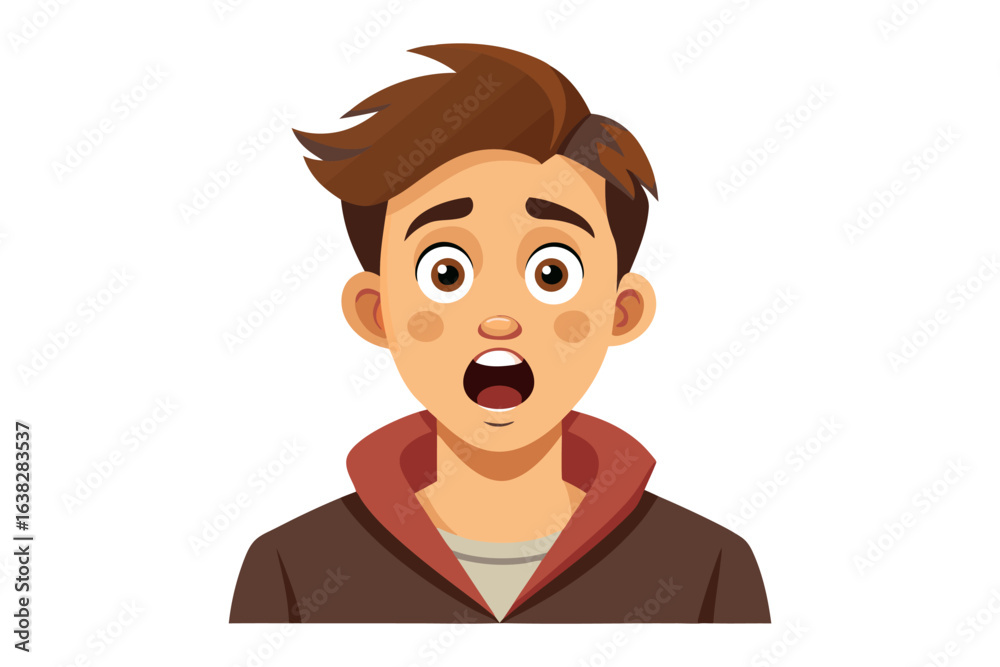 Obraz premium Astonished Young Man: Portrait of a young man with a surprised expression, capturing the moment of shock and disbelief, ready to communicate diverse emotions.
