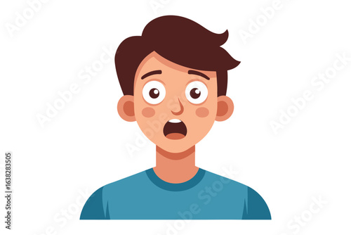 Astonished Illustration: This cartoon depiction conveys shock and disbelief through a surprised facial expression and open mouth, perfect for illustrating unexpected moments.