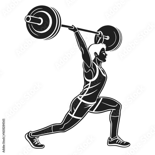 Weightlifter in Action Dynamic Monochrome Illustration of Strength and Determination Lifting a Heavy Barbell with Skill