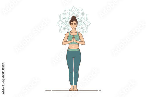 Serene Yoga: A woman finds inner peace through yoga, her posture is a testament to the harmony of body and mind. It embodies a sense of tranquility, focus, and spiritual connection.