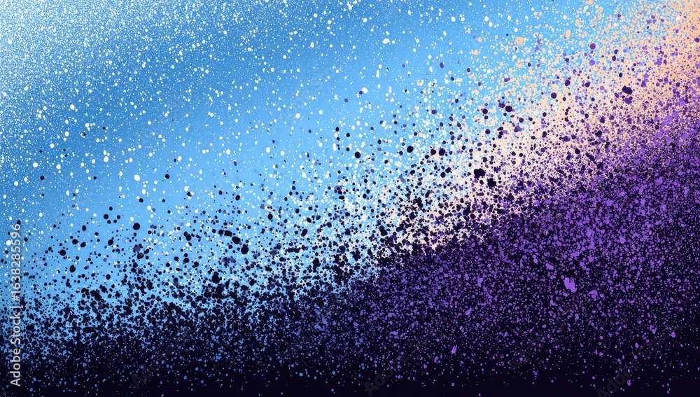 Obraz premium Abstract splatter art, vibrant gradient from light blue to dark purple