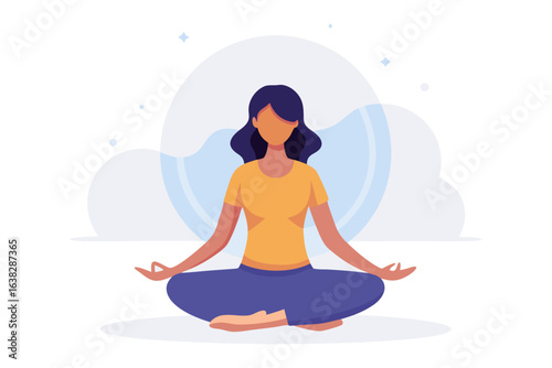 Serene Mind, Balanced Body: A figure embodies tranquility and mindfulness as they meditate in a peaceful setting, representing inner peace and well-being.