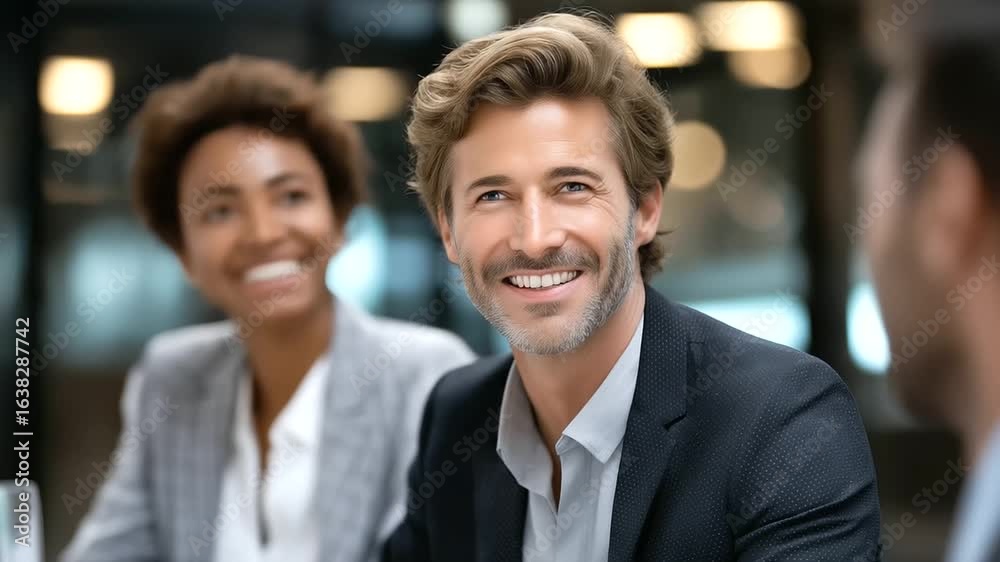 A positive business team collaborating during a meeting A positive business team collaborating during a meeting