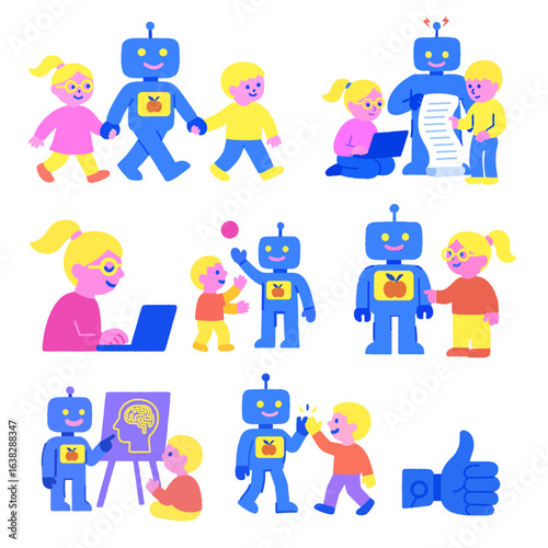 Ai & Technology Learning for Kids — Vector Set