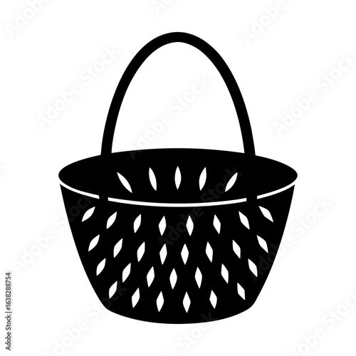 Woven container basket graphic element vector illustration silhouette