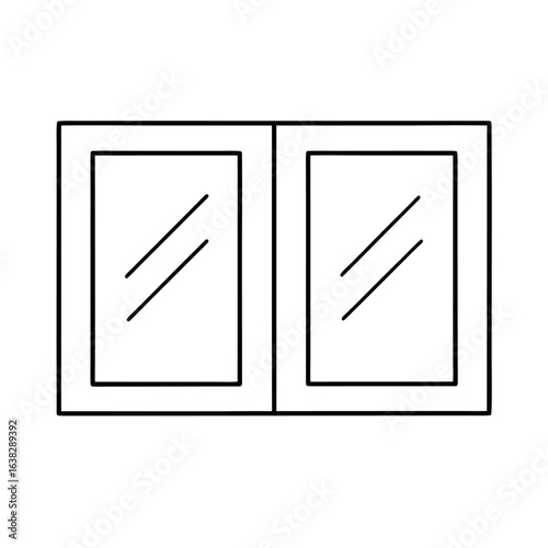 Modern architectural illustration of a two panel double glazed window with clean lines and minimalist design elements