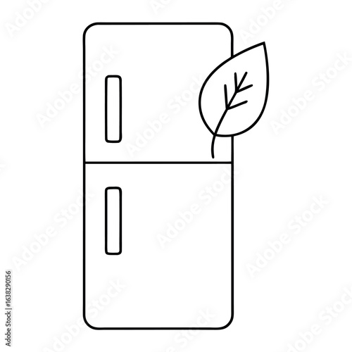 Simple outline illustration of an energy efficient refrigerator showcasing its modern design and functionality for household use