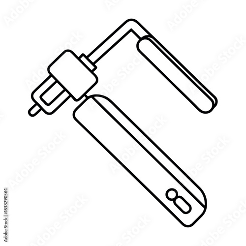 Minimalist illustration of a hand crank generator device with a focus on the crank mechanism and power generation concept