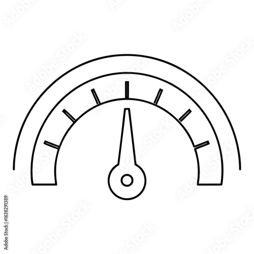 Minimalist circular power gauge with needle and scale suitable for energy monitoring or industrial applications