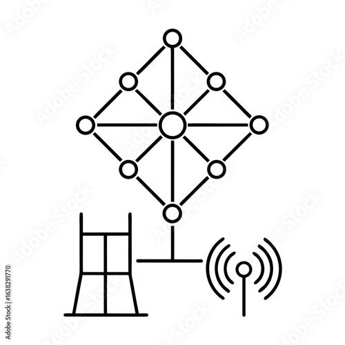 Modern smart grid network connection illustration with glowing power lines and interconnected nodes representing energy distribution and technology