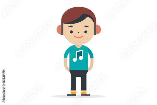 Listening to Music: A cheerful figure immerses themself in the melodic world, wearing headphones and radiating joy. A simple visual celebrating musical enjoyment.
