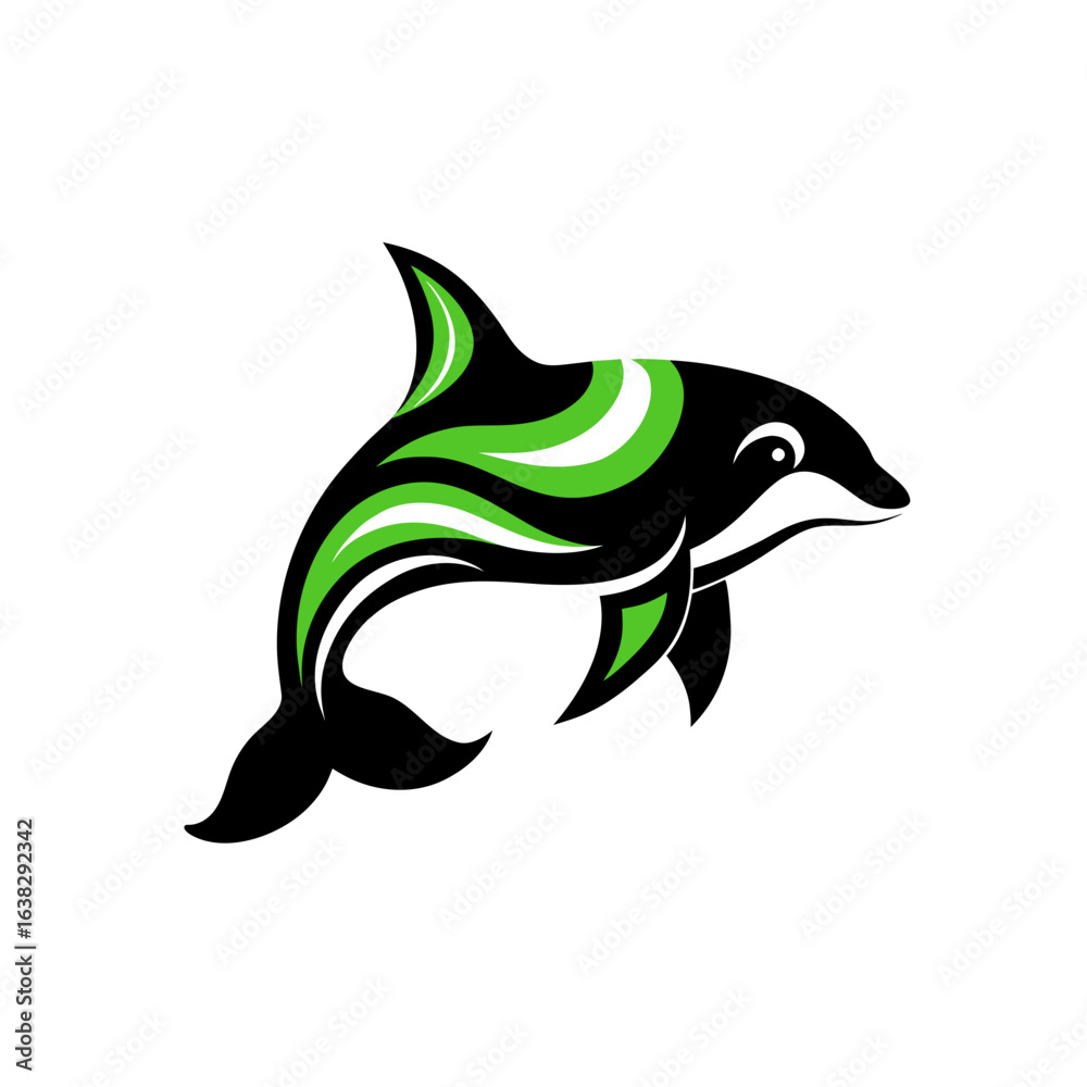 Obraz premium Green dolphin vector art
