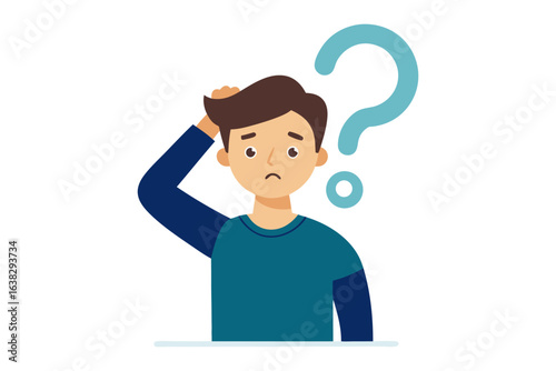 The Query Within: A visual representation of thought and uncertainty, this illustration captures a person's contemplative state, perfect for conveying curiosity, confusion, and the search for answers.