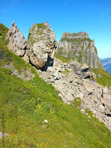 Felssturz vor dem Berg Sächsmoor, Ostschweiz